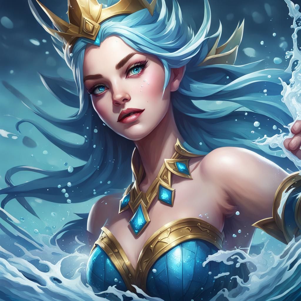 Water Queen Splash Art: Dynamic Aquatic Royalty