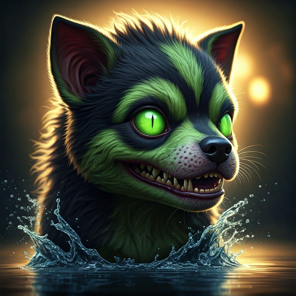 Menacing Zombie Pup in Hyper-Realistic 3D Caricature