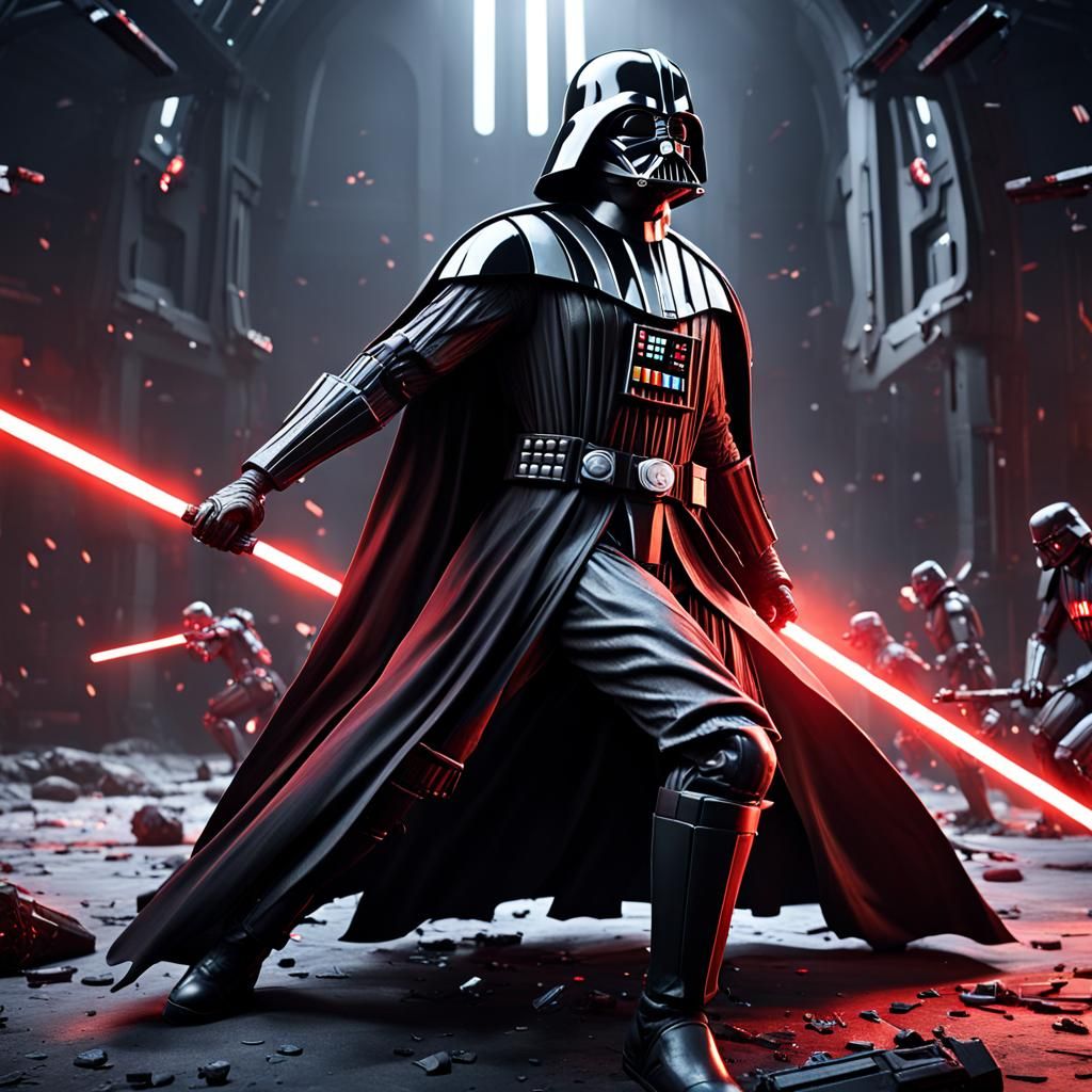 Female Darth Vader in Epic Battle Scene