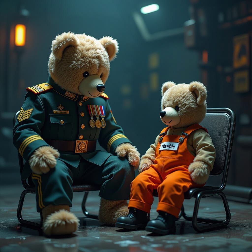 Dystopian Teddy Bears in Militaristic Style