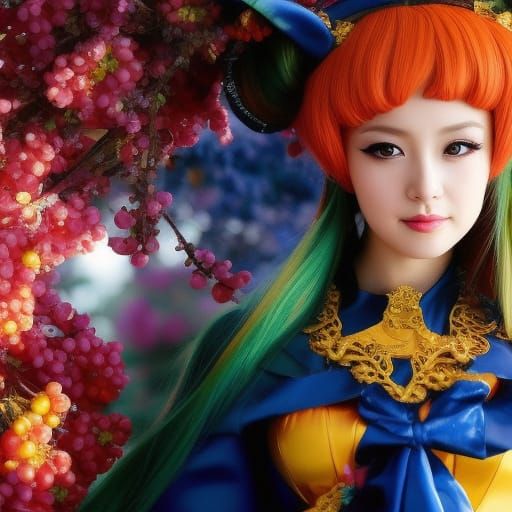 Anime Magical Girl Portrait in Oil Painting Style