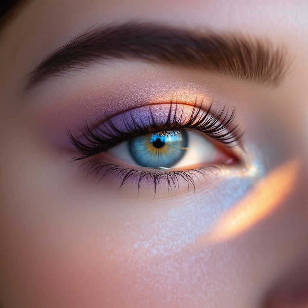 Hyper-Realistic Eye Portrait With Rose Gold Eyeshadow