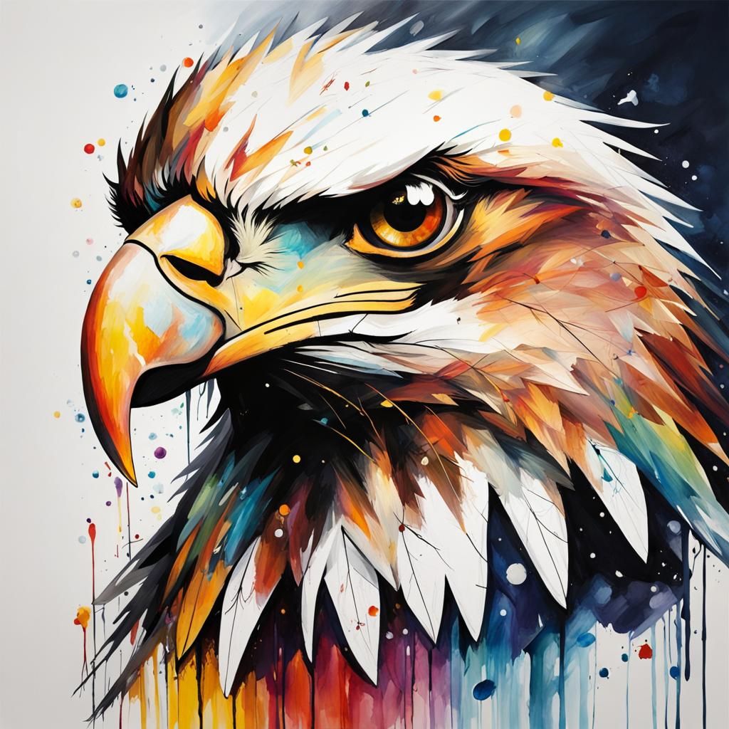 Eagle in Flight as Impasto Painting