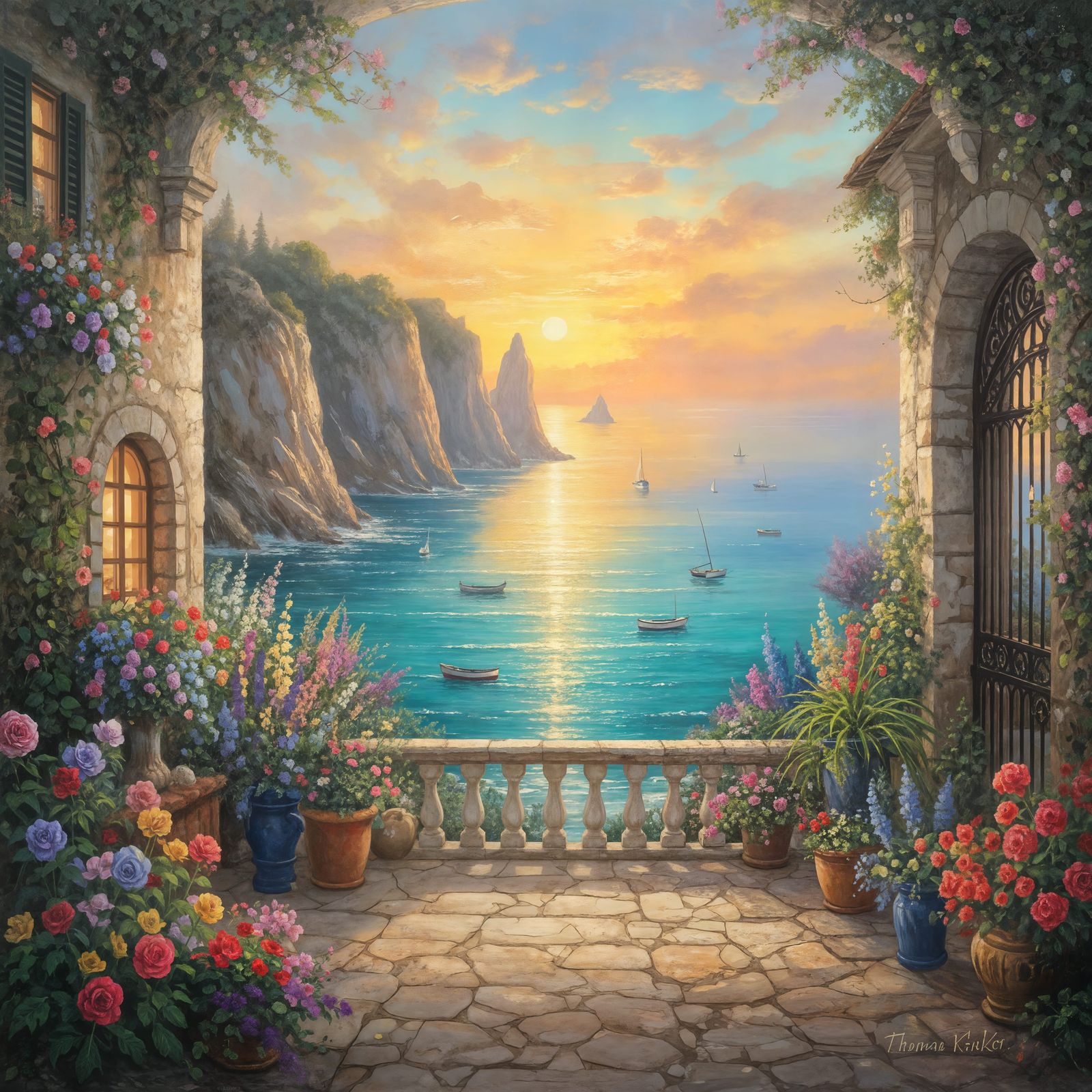 Mediterranean Coastal Cliffs Overlooking Gleaming Sea