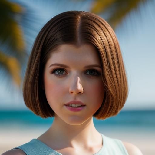 Woman With Bob Haircut at the Beach