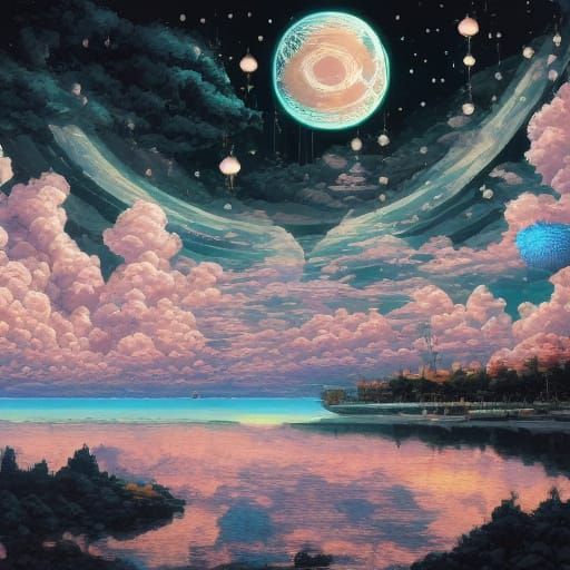 Sci-Fi Dream Catchers in Neon Oil Painting