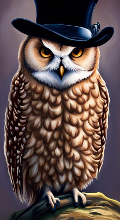 Gothic Owl in Top Hat Art