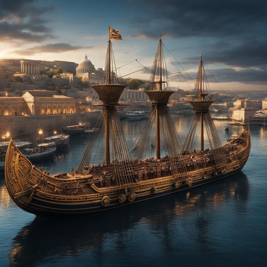 Epic Syracuse Port City with Roman Warships