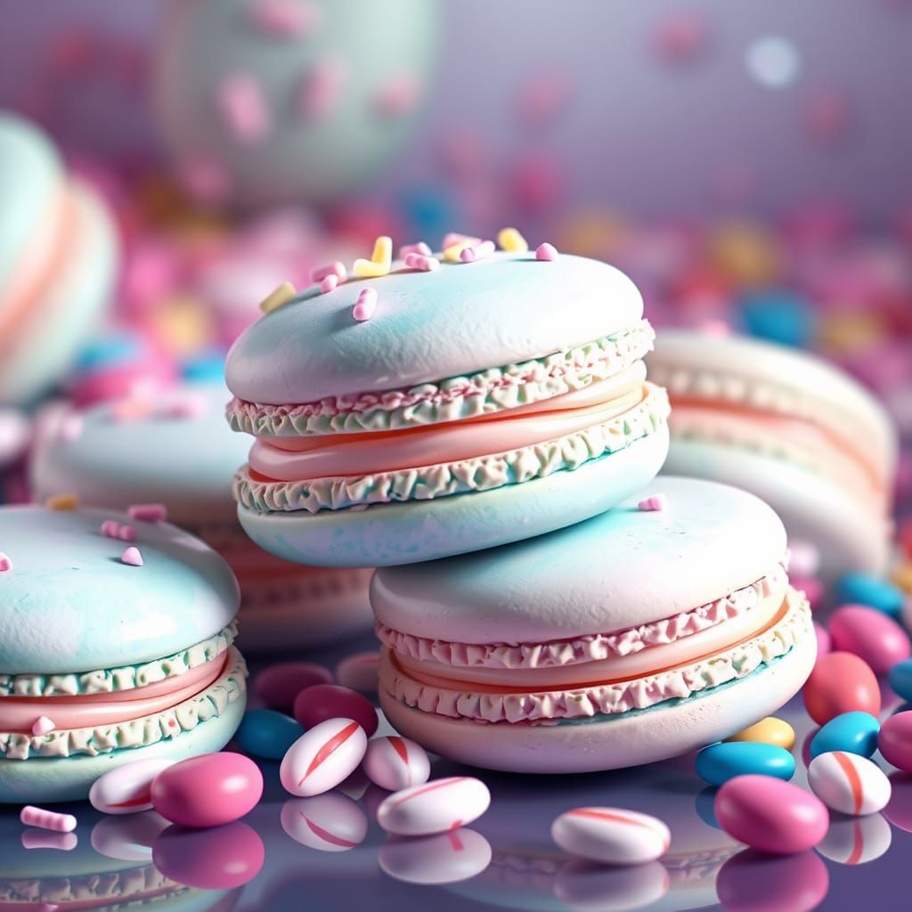 Vibrant Candy Art Macarons in Whimsical Style