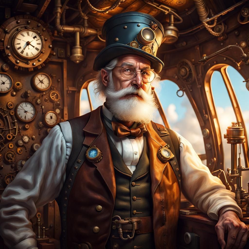 Steampunk Artificer Portrait with Airship