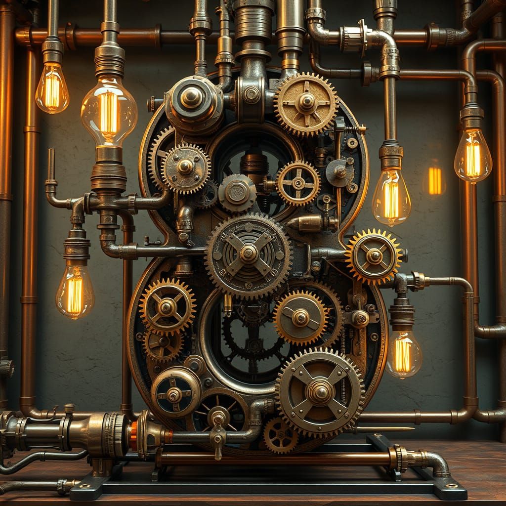 Steampunk Masterpiece: Elaborate Gearwork Forms the Number '...