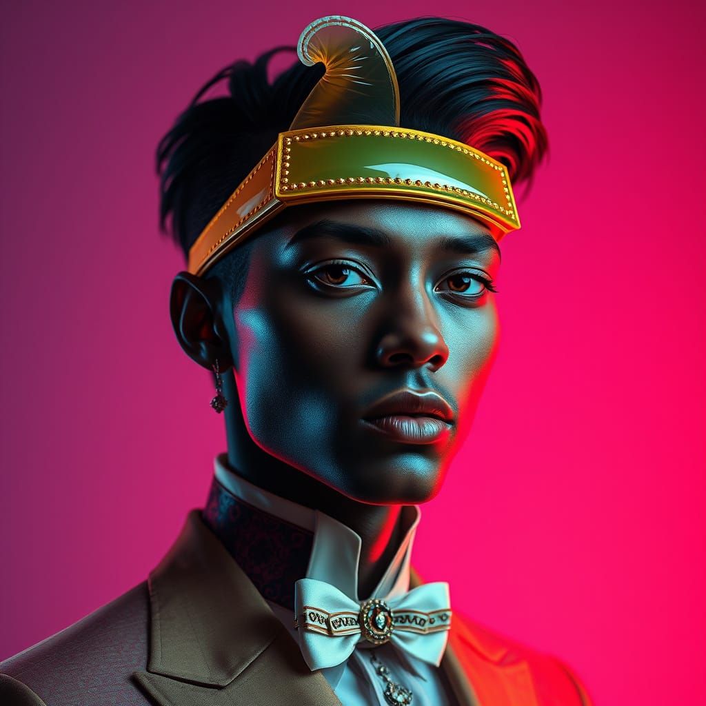 Eccentric Headpiece Portrait in Conceptual Realism Style