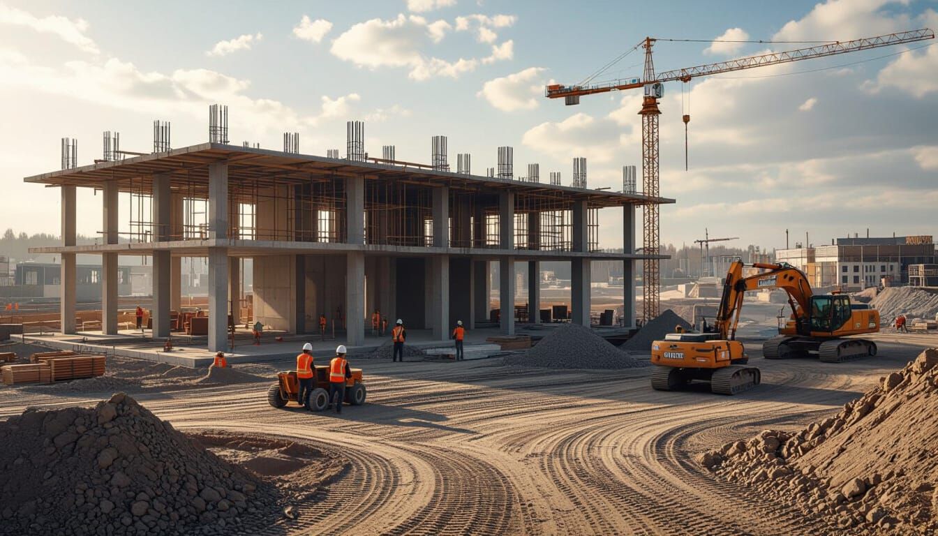 Early Stage Industrial Construction Site Panorama