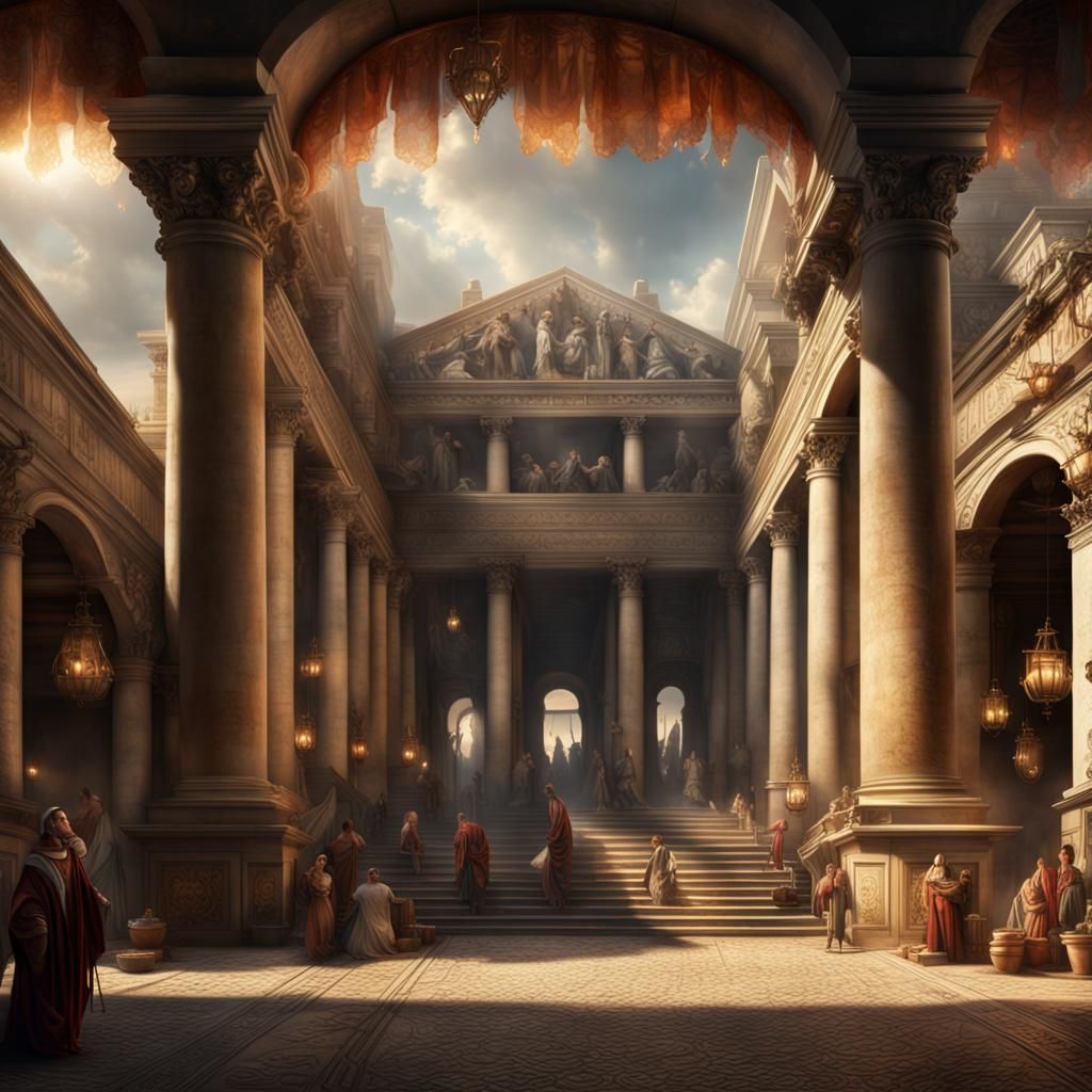 Grand Roman Market Entrance: Epic Digital Painting
