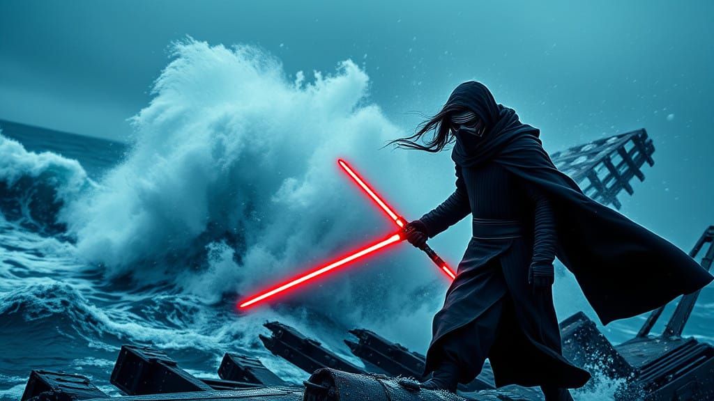 Kylo Ren in a Futuristic Storm