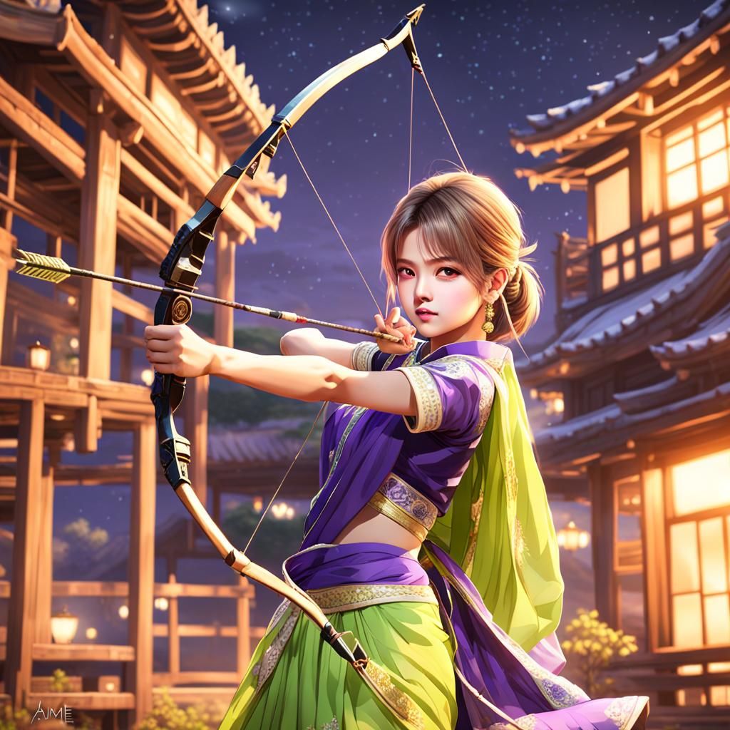 Jeongyeon as Archer Queen in Anime Style