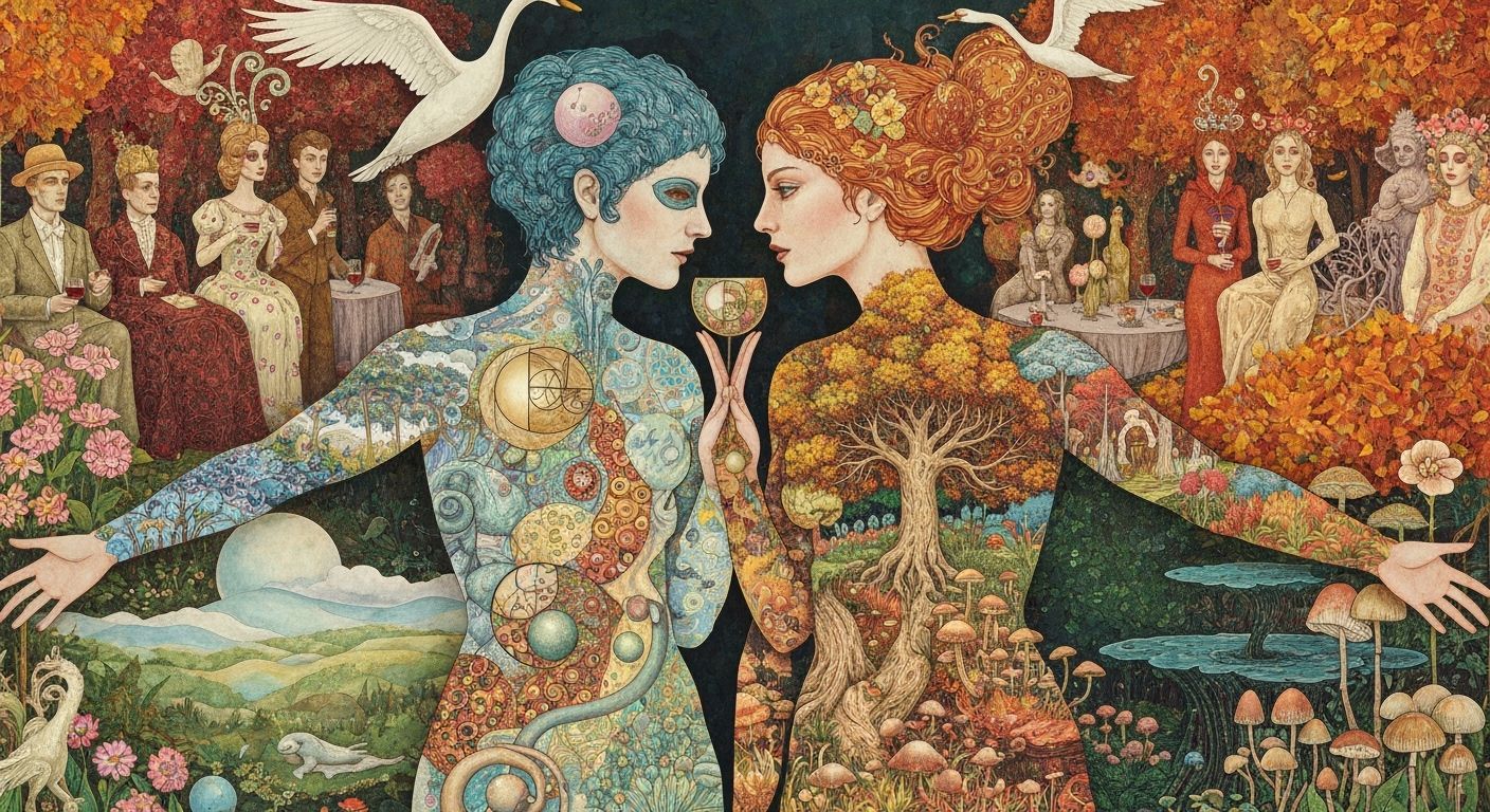 Surreal Garden Party in the Style of Klimt