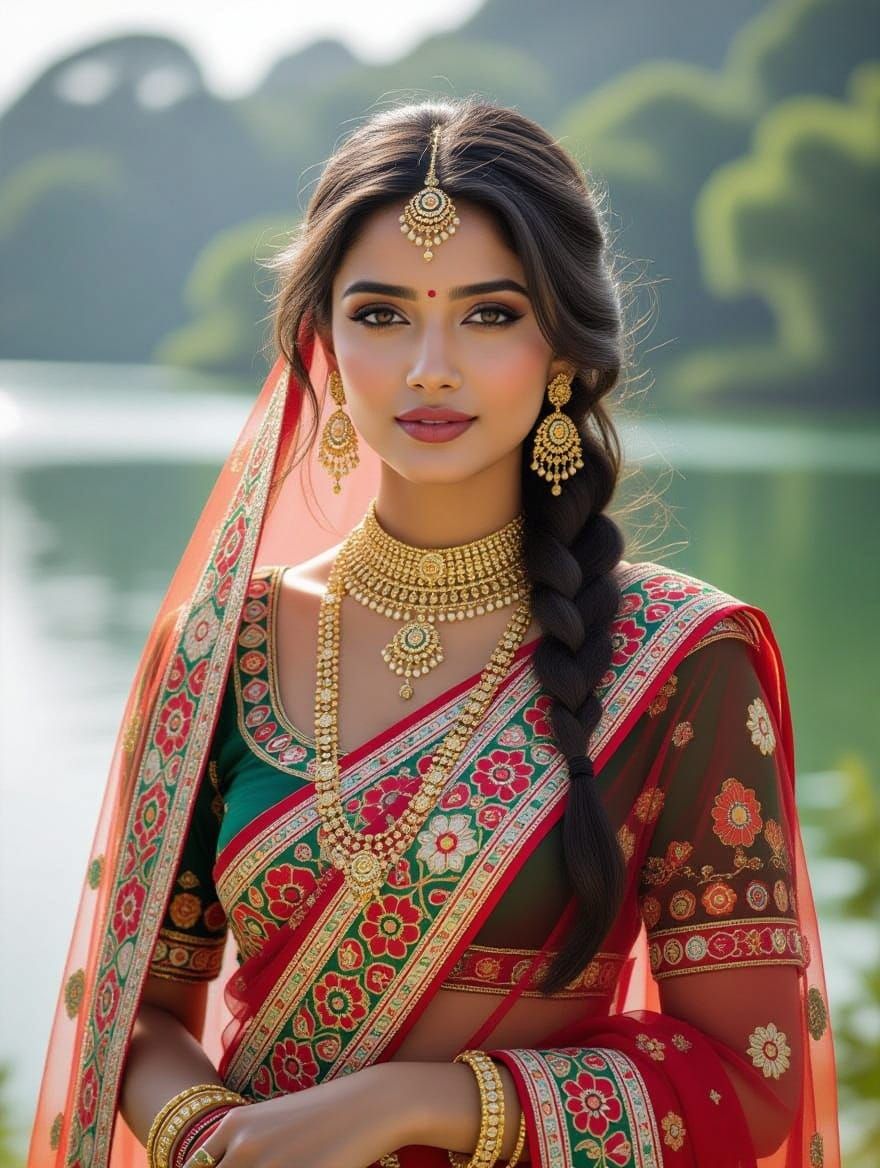 Indian Woman in Traditional Attire, Inspired by Indian Maste...