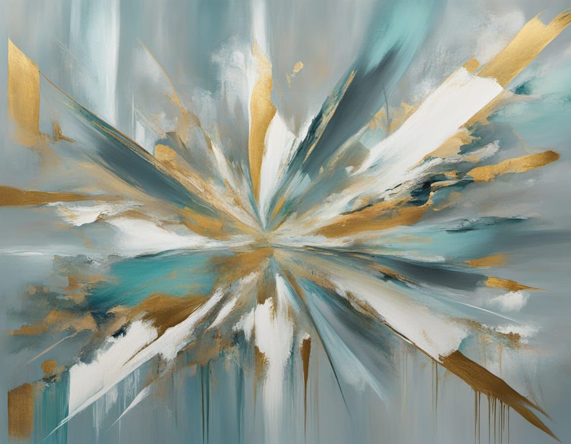 Abstract Surrealist Painting of Gold and Gray Tones