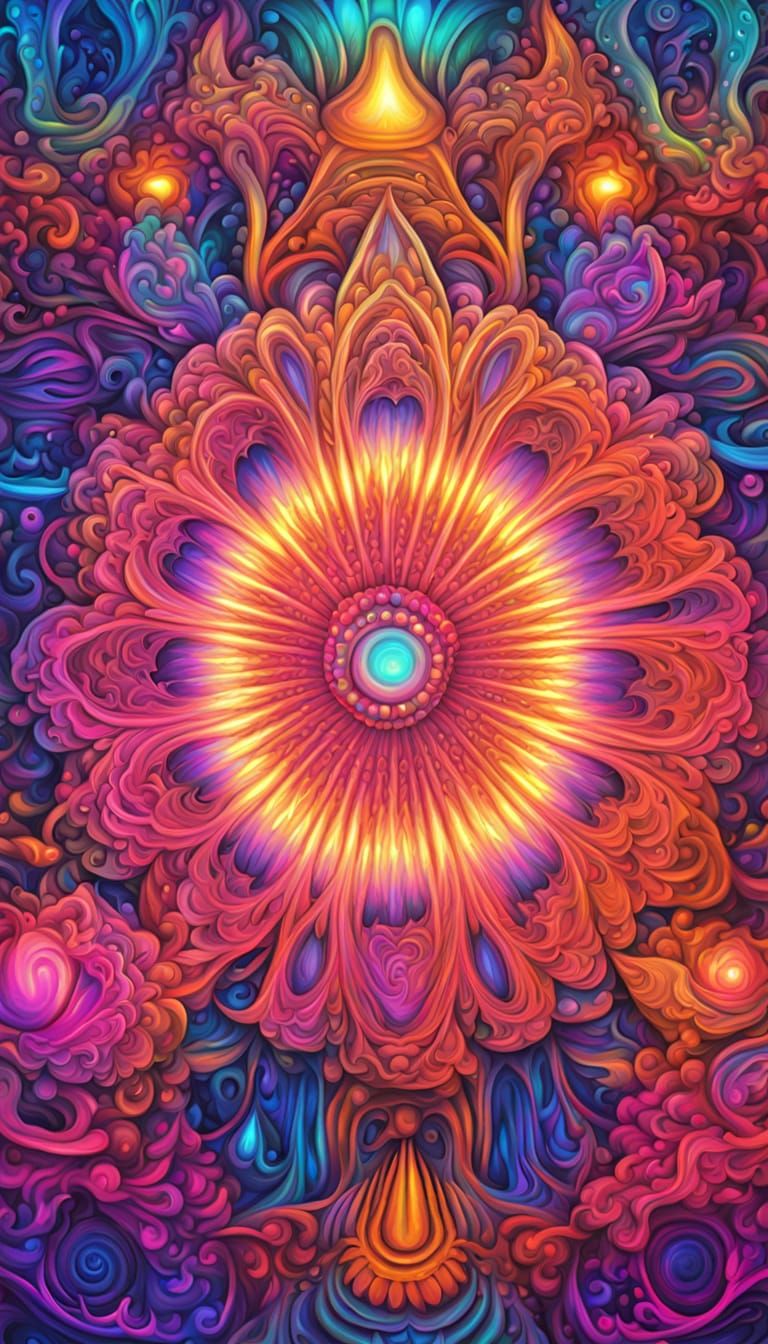 Neon Lit Surreal Statues with Glyphs