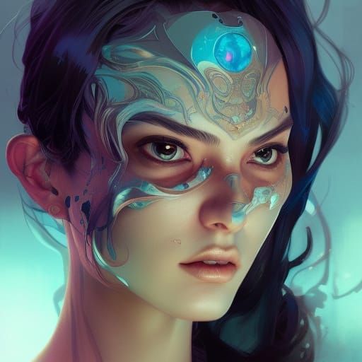 Shadow Goddess Portrait in Hyperdetailed Style