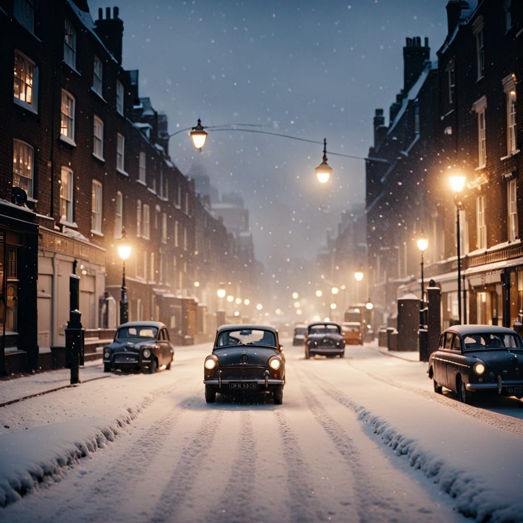 Blizzard Hits London: Cinematic Vintage Photography
