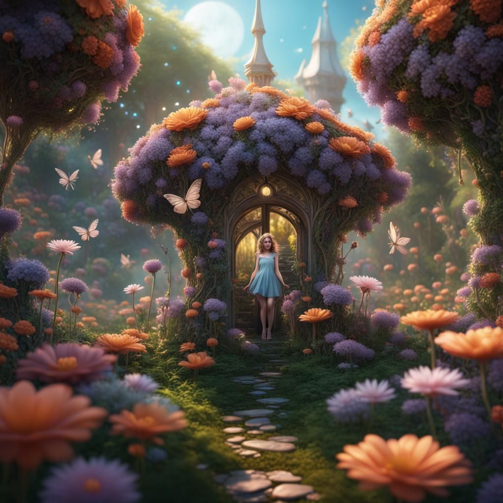 Fairies in a Fantastical Flower Garden