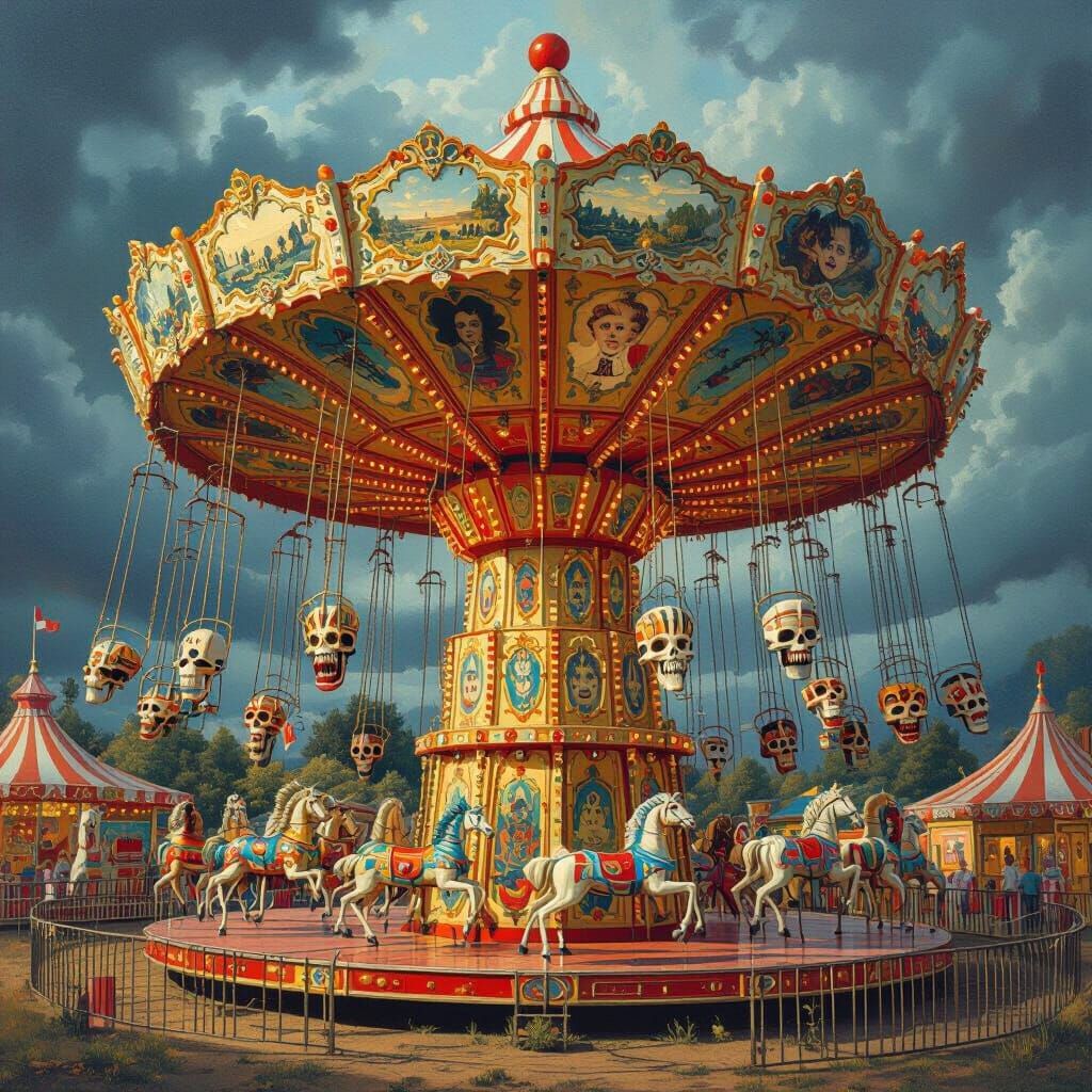 Surreal Carnival of Dreams in Oil Painting Style