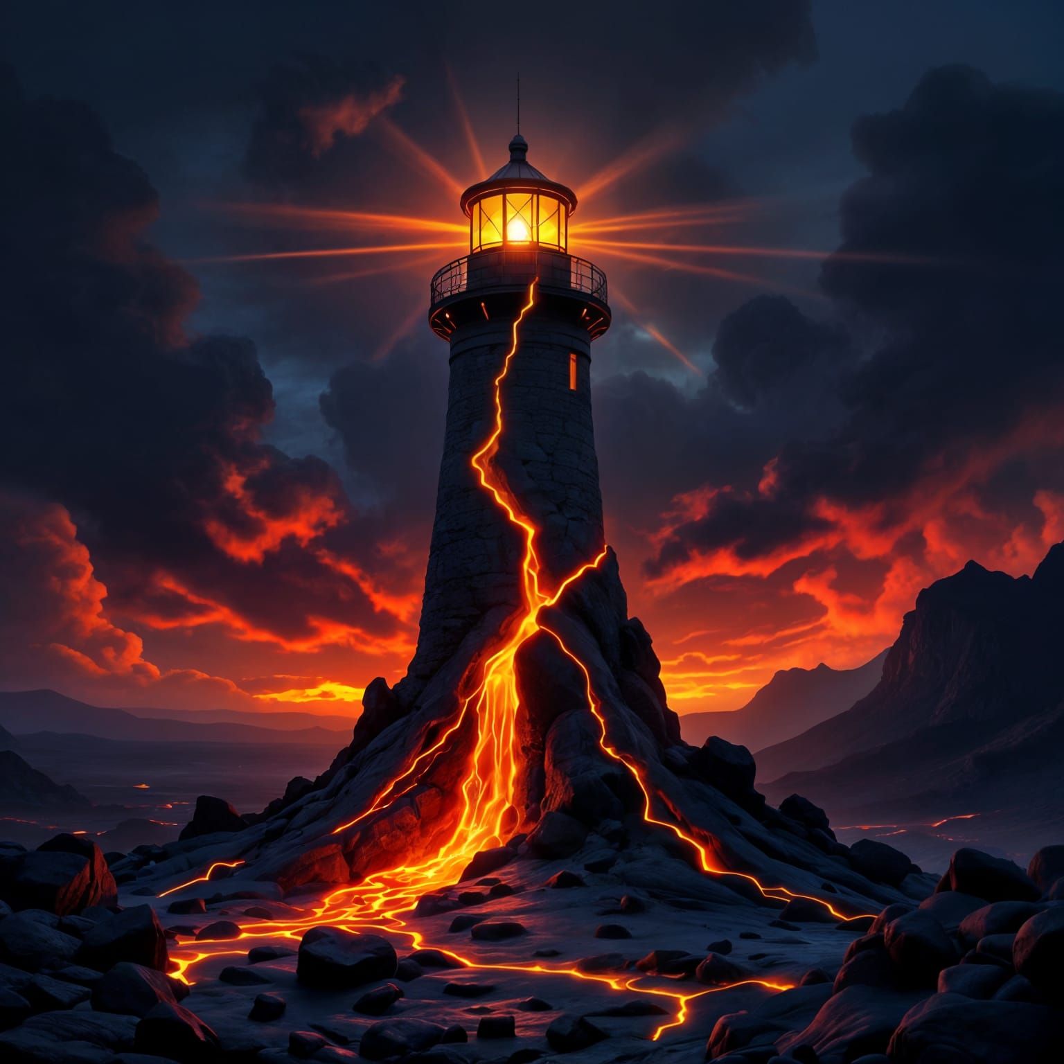 Lava Lighthouse Emerges from Molten Flow
