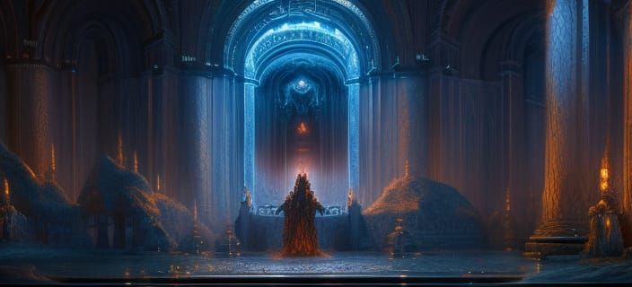 Morgoth in Dark Fantasy Hall, Digital Matte Painting