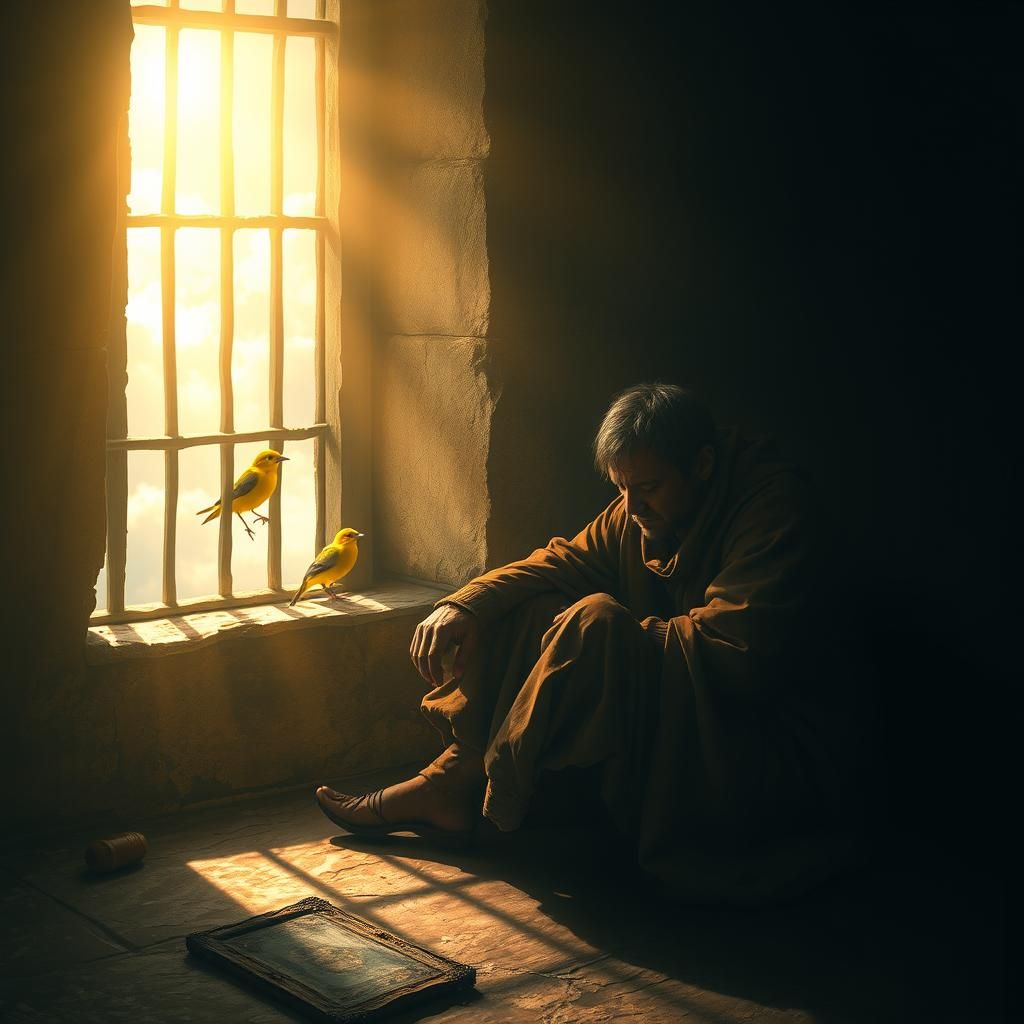 Prisoner and Bird in Rembrandt Style Lighting