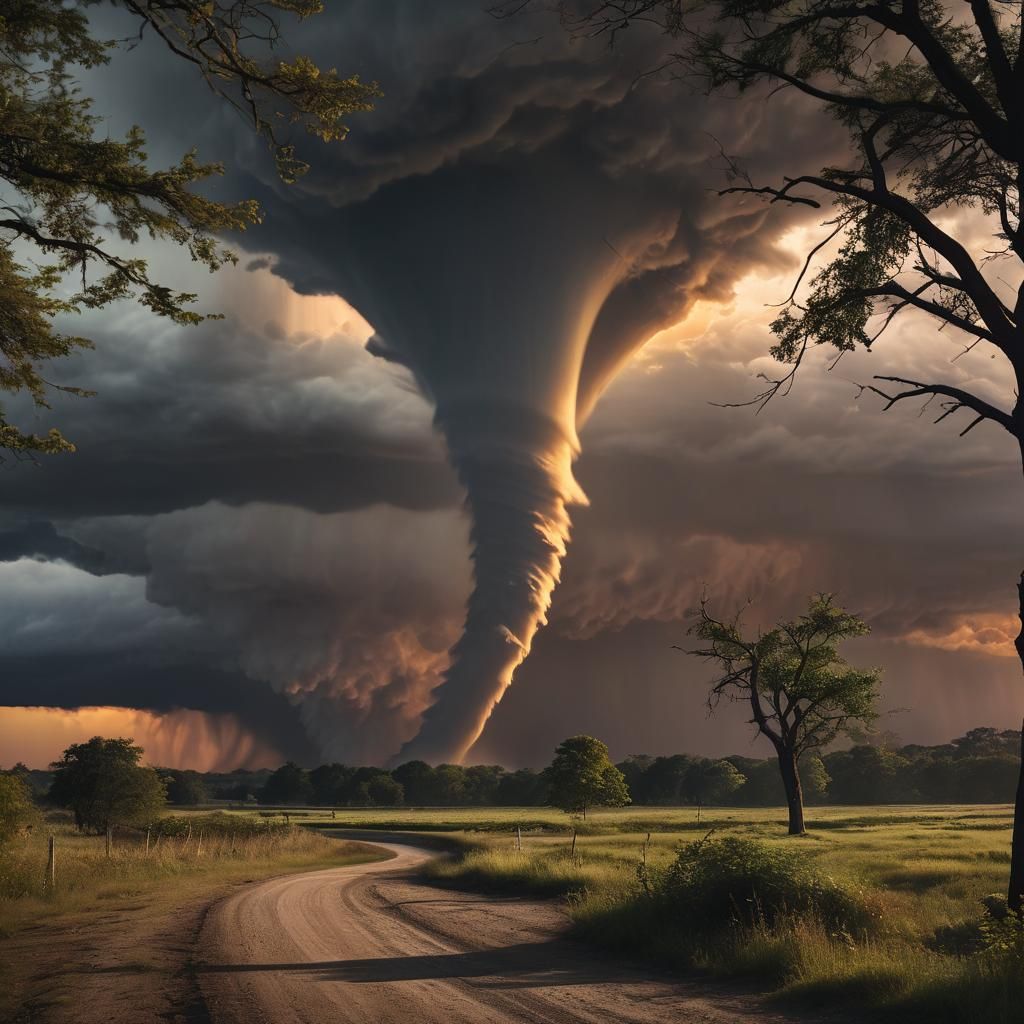 Tornado on Plains at Sunset: Landscape Photography