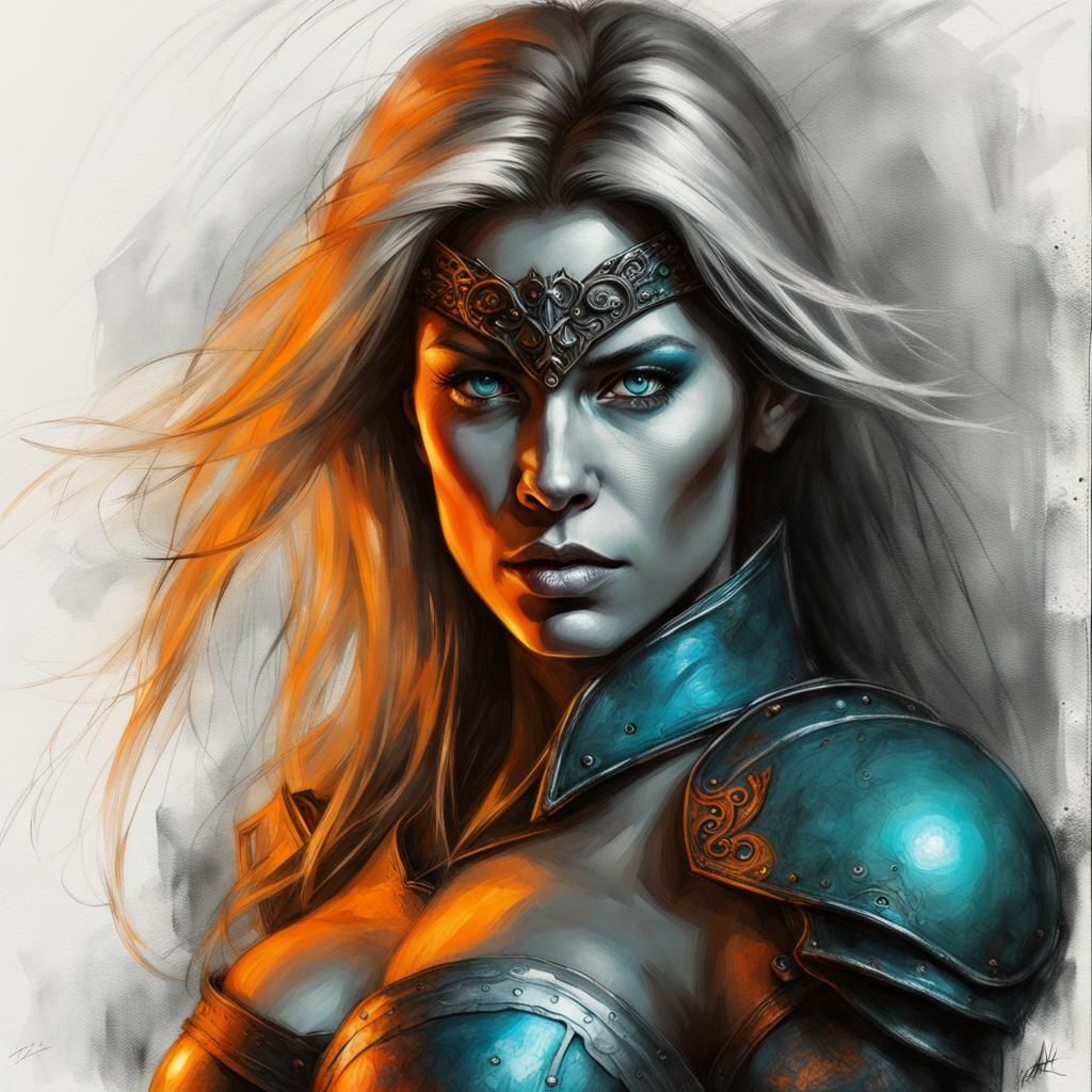 Dark Paladin in Charcoal Sketch Style