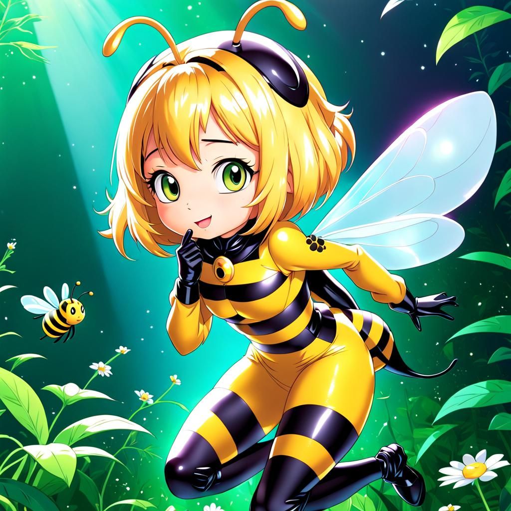 Maya the Bee in Latex Costume: Anime Style