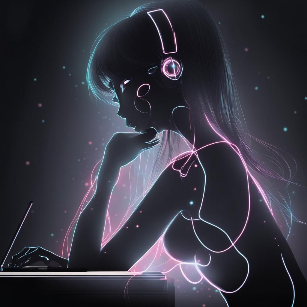 Neon Silhouette in Anime Key Visual Style