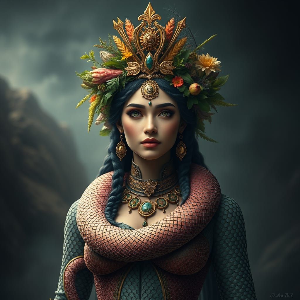 Iranian Health Goddess Haurvatat in Hyperrealistic Digital P...