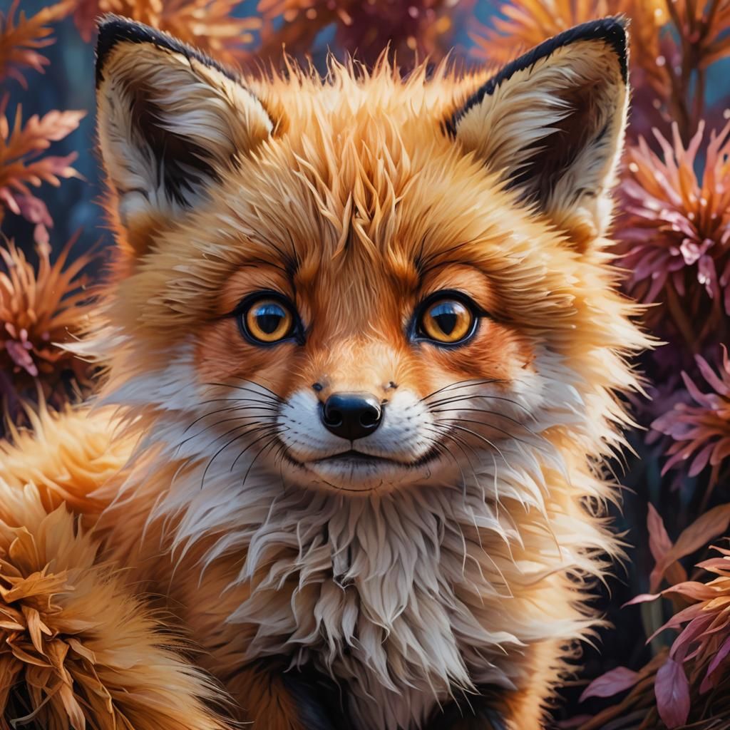 Hyper-Realistic Baby Fox with Giant Eyes