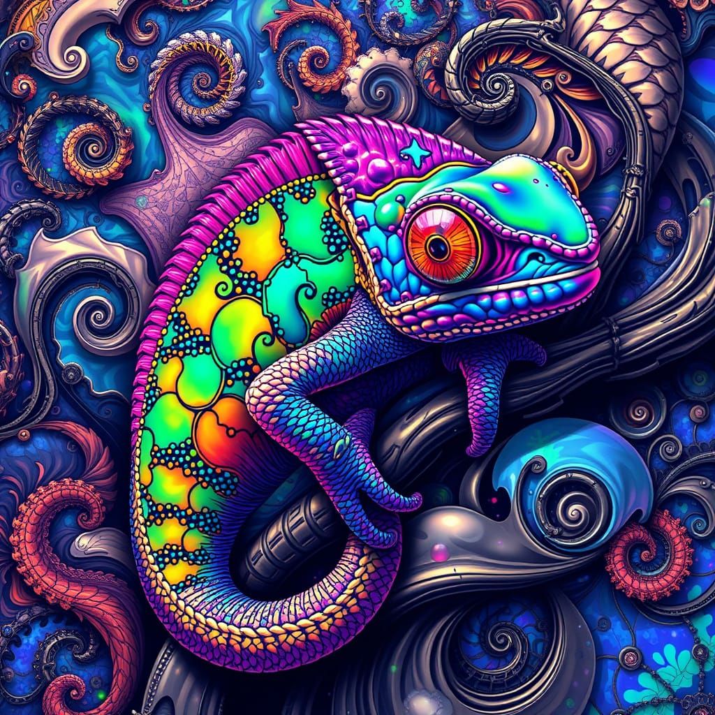 Fractals in Nature with Chameleon and Opaline Patterns