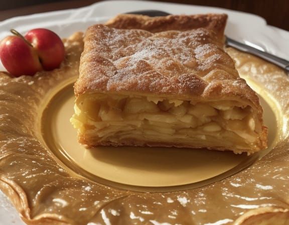Delicious Apple Strudel in Golden Light