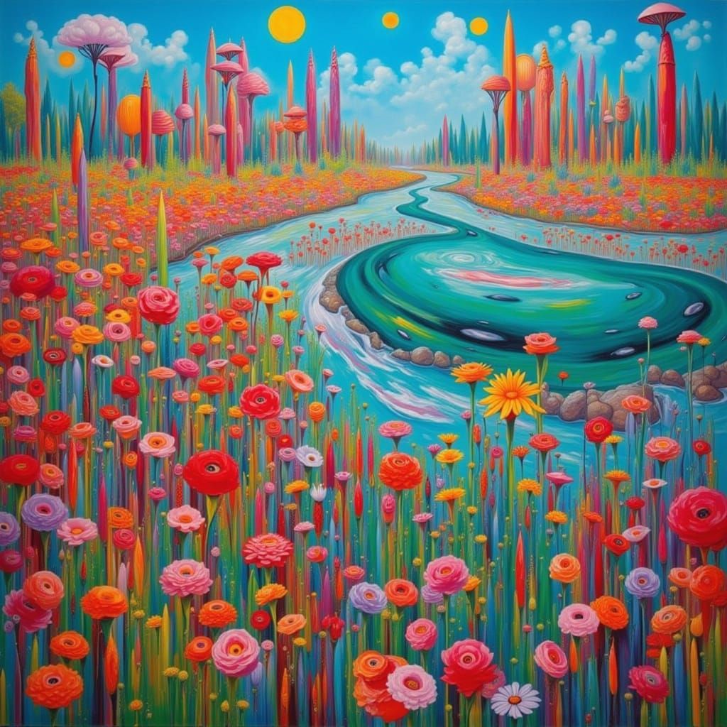 Surreal Vibrant Eden Landscape