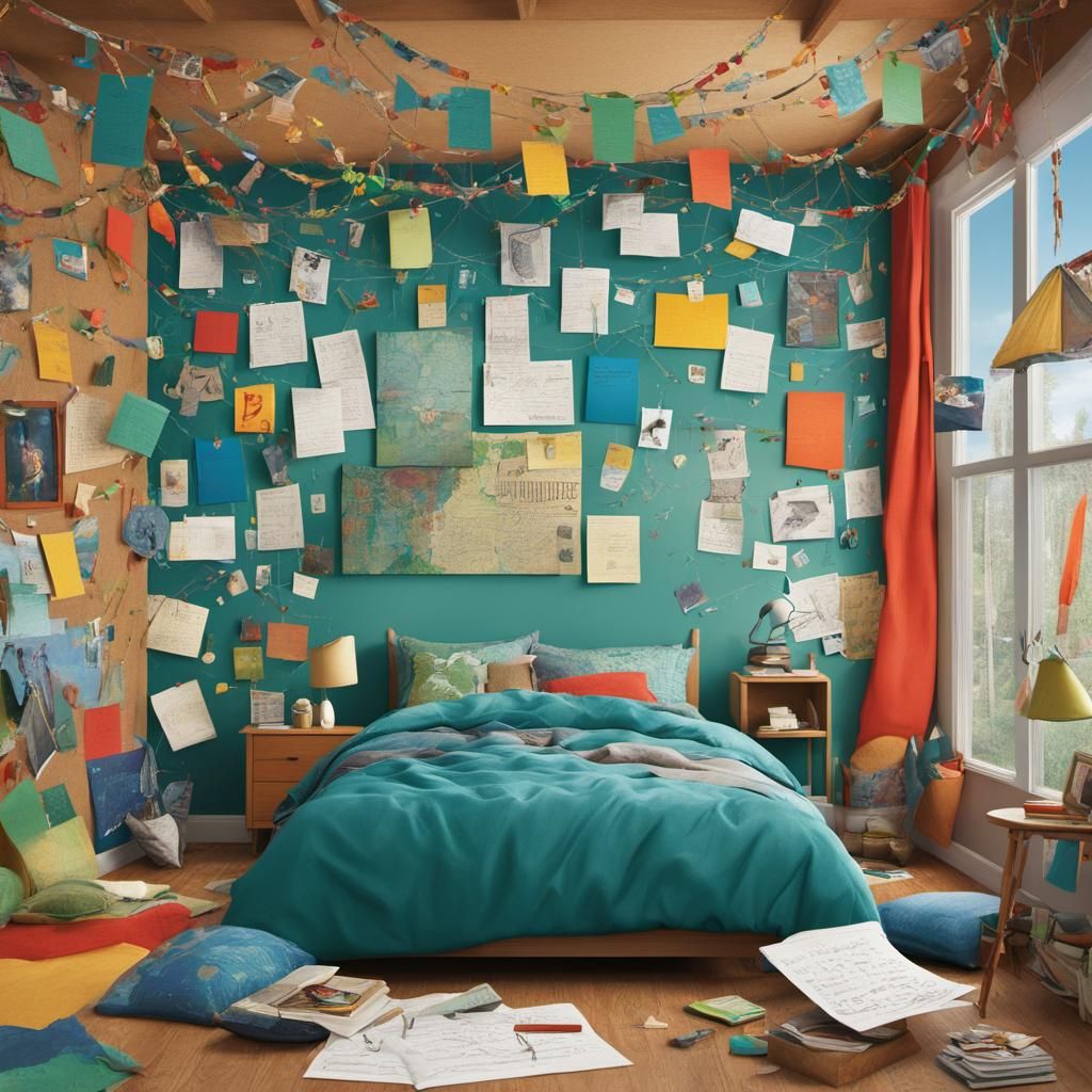 Vibrant Boy's Dream Wall in Whimsical Collage Style