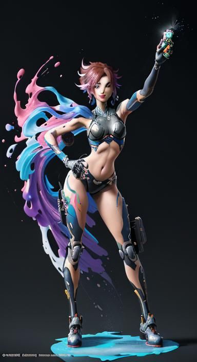 Nintendo Switch Anime Girl in Cyberpunk Style