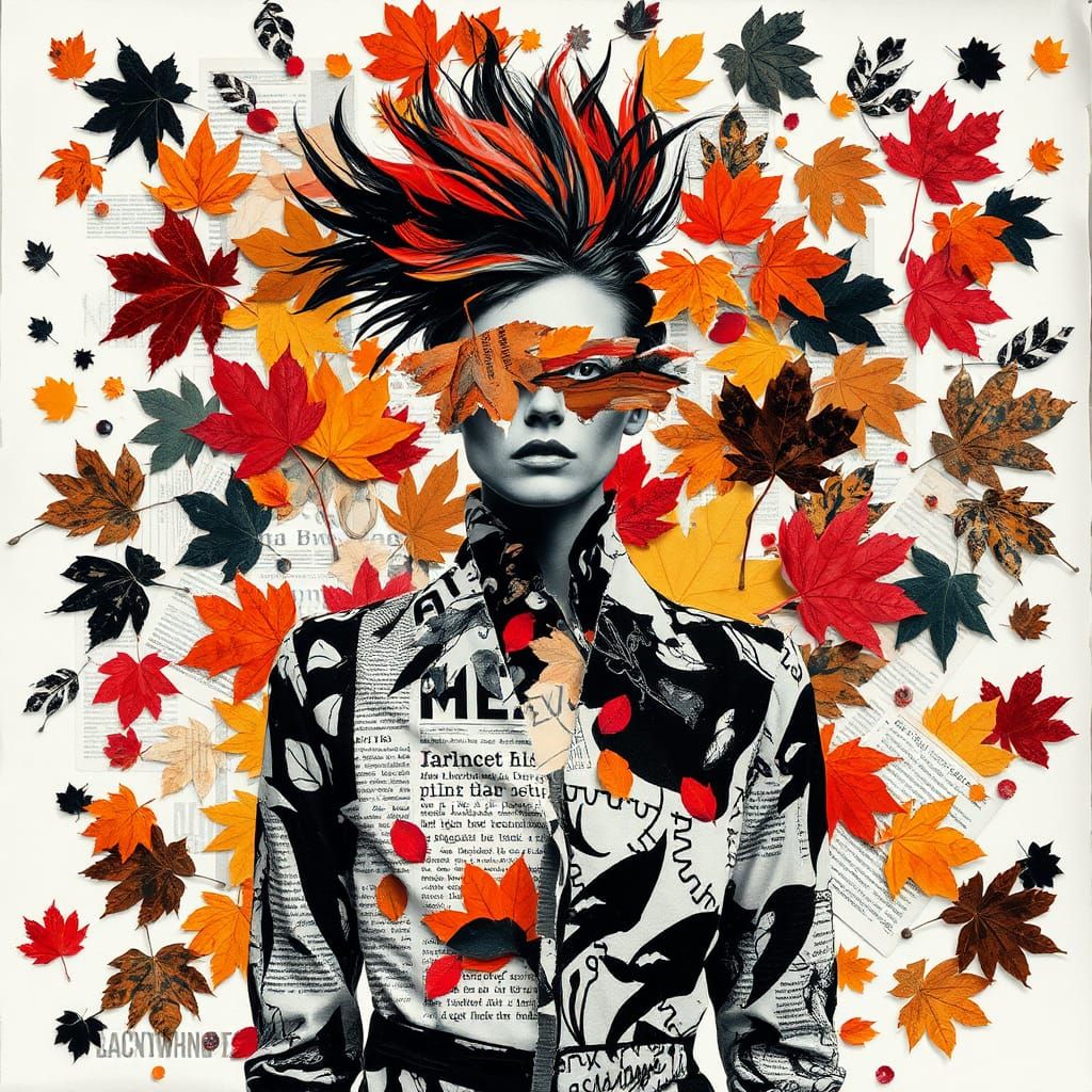 Abstract Dada-Inspired Autumn Collage in Photogram Style