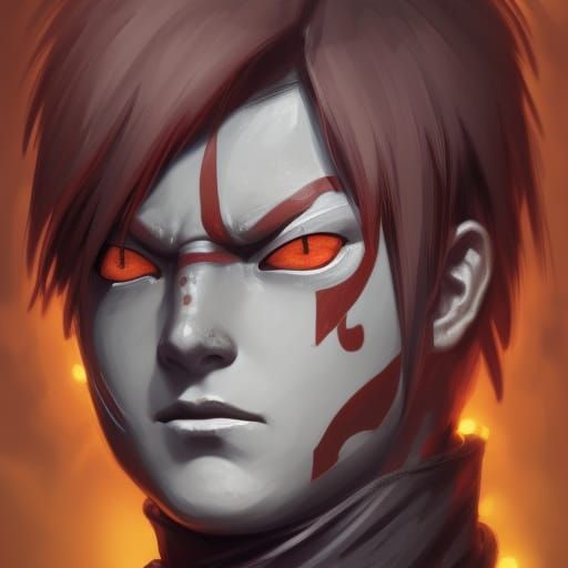 Gaara Portrait by Rutkowski, Artgerm and Mucha