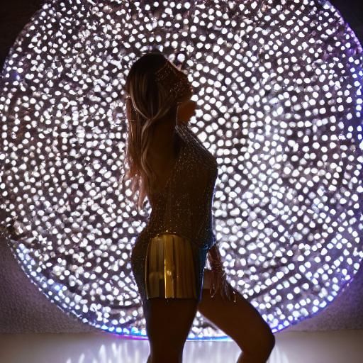 Diamond Shield Girl in Neon Light: Professional Photography