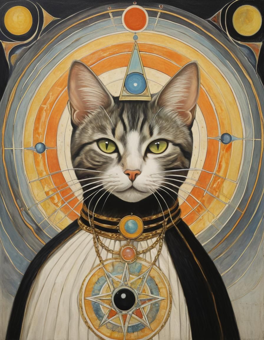 Tarot card "The cat priestess" XI