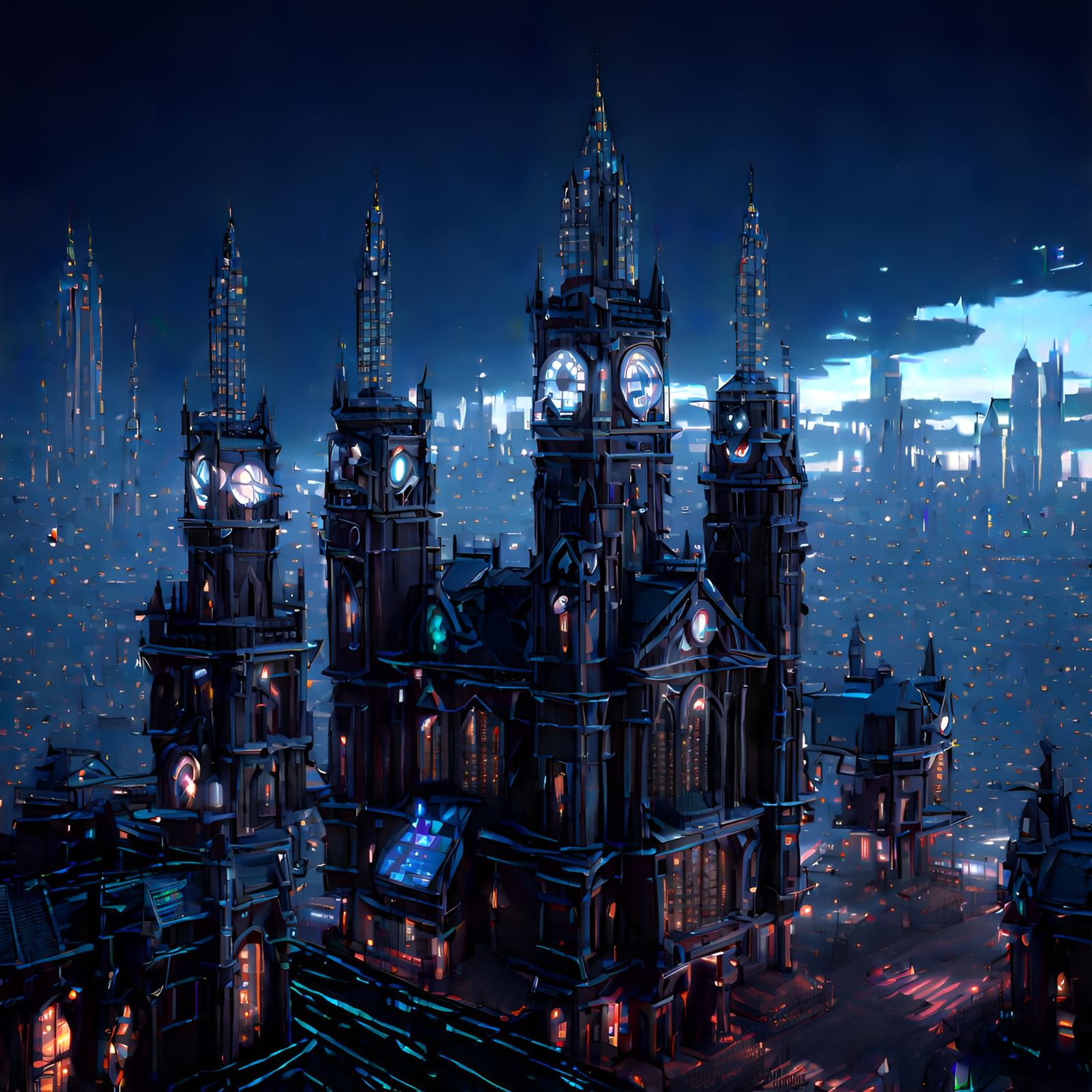 Cyberpunk Borg Victorian Skyline
