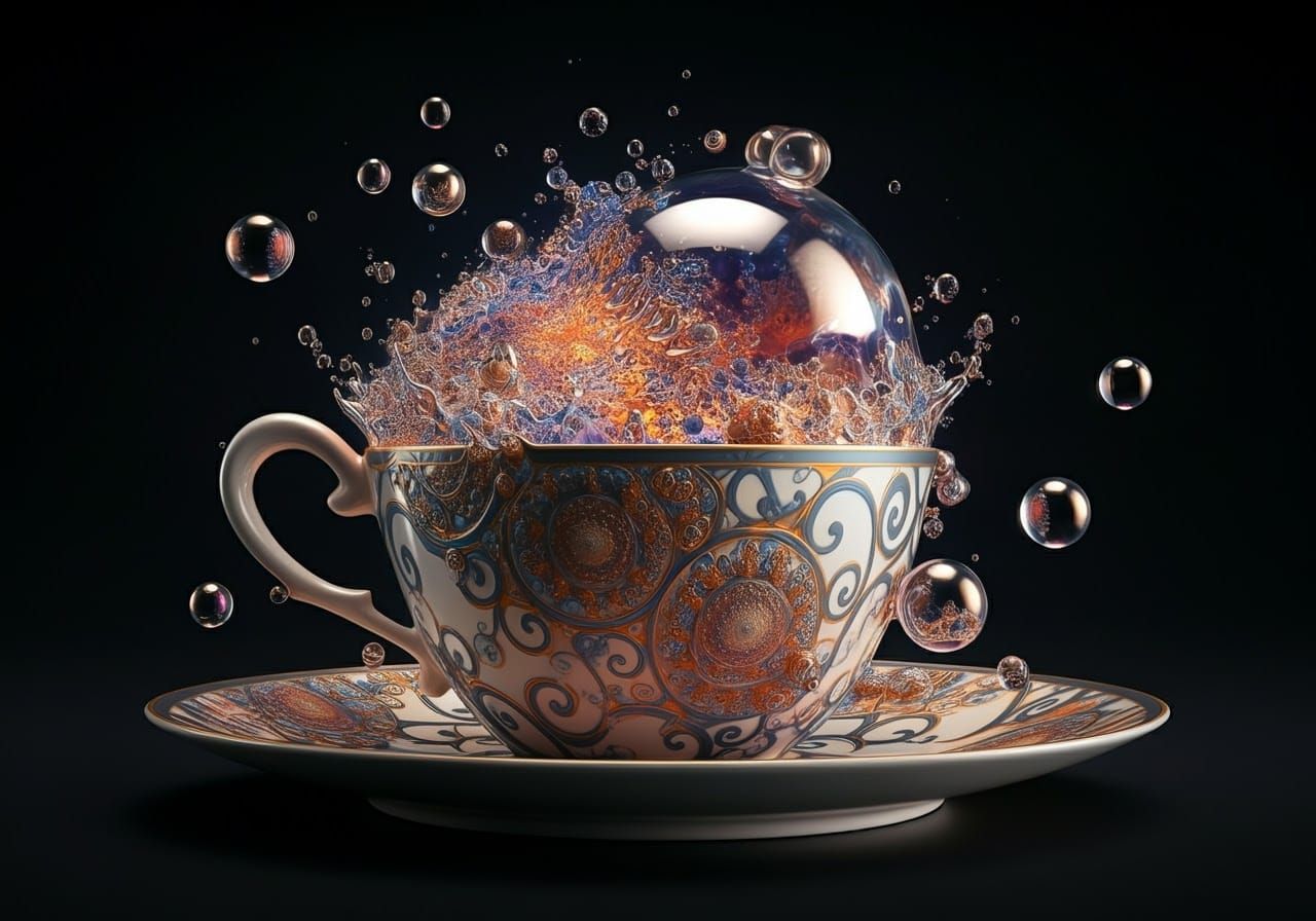 Exploding Cosmic Bubbles and Teacups: Surreal Iridescent Ren...