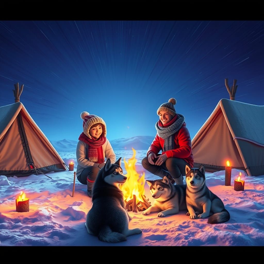 Cozy Winter Campsite Scene