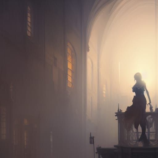 Fantasy Artist Painting a World in Art Nouveau Style
